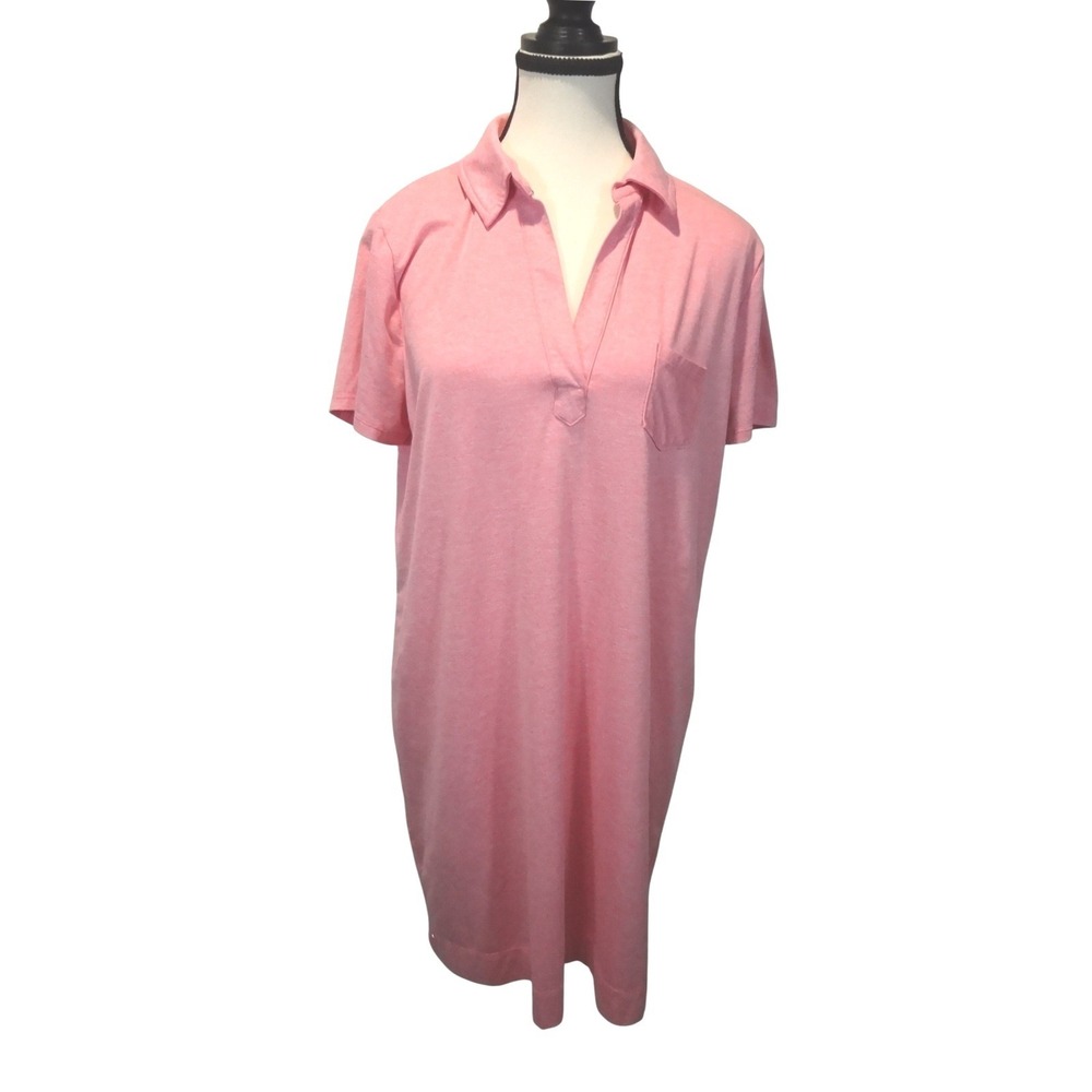 Pink Knit Polo Dress Casual Short Sleeve Collared‎ Shirt Dress